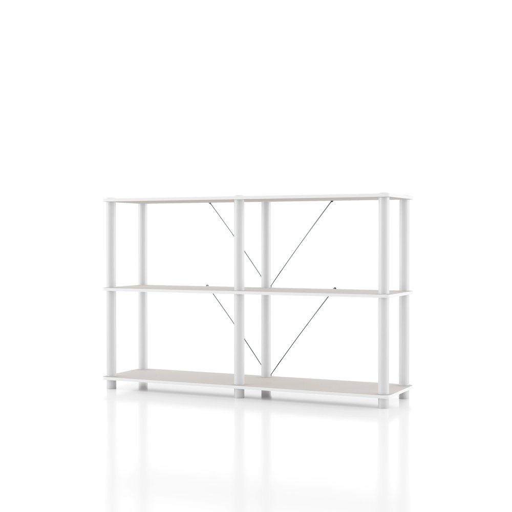 Seni 3-Tier 47-Inch Shelves Wood Open Bookcase. Picture 2
