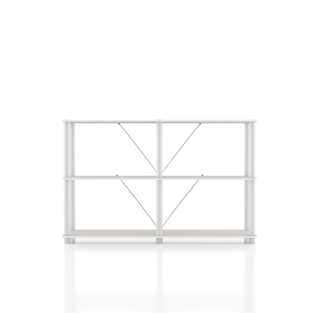 Seni 3-Tier 47-Inch Shelves Wood Open Bookcase. Picture 1