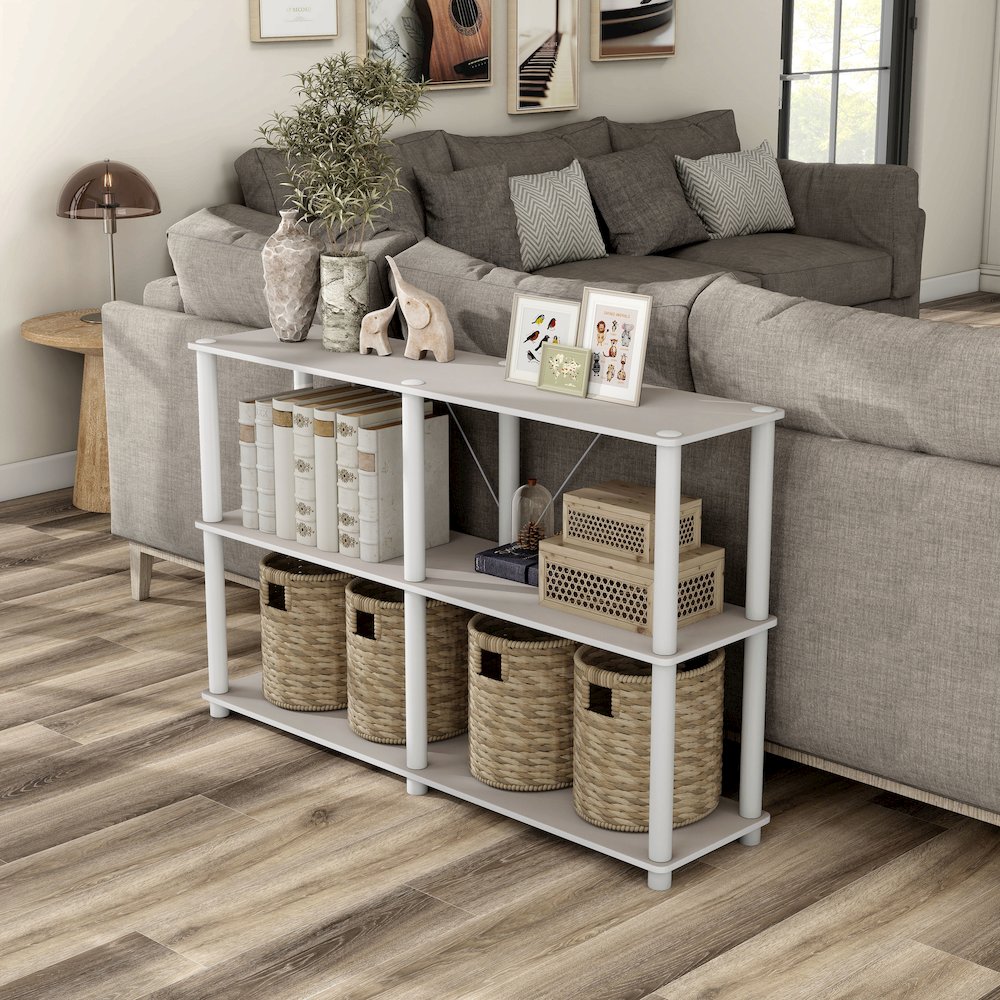 Seni 3-Tier 47-Inch Shelves Wood Open Bookcase. Picture 5