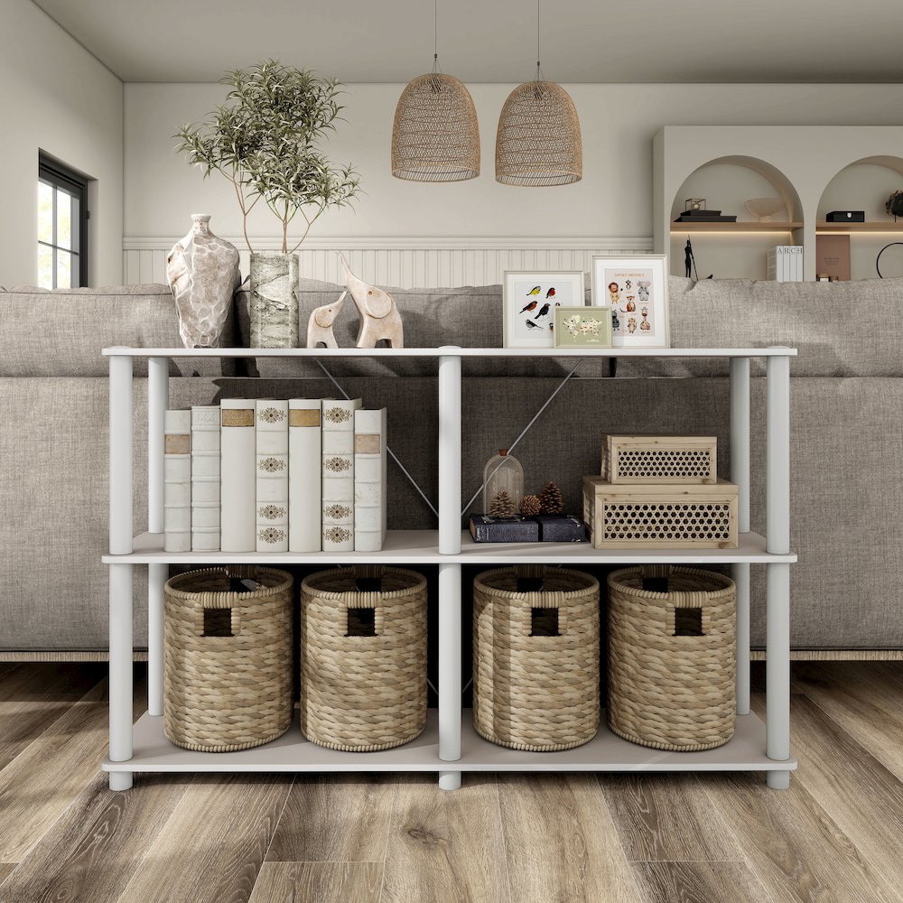 Seni 3-Tier 47-Inch Shelves Wood Open Bookcase. Picture 4