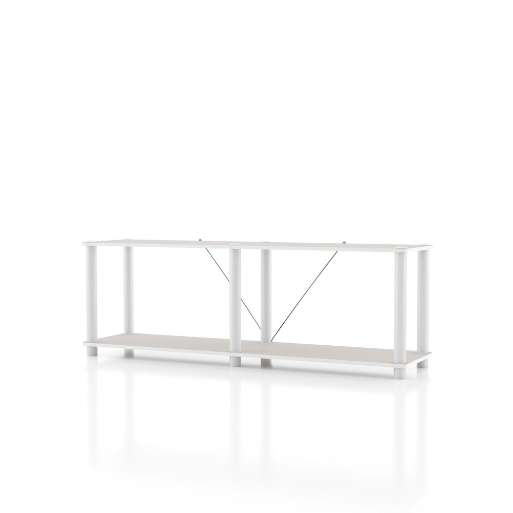 Seni 2-Tier 47-Inch Shelves Wood Open Bookcase. Picture 1
