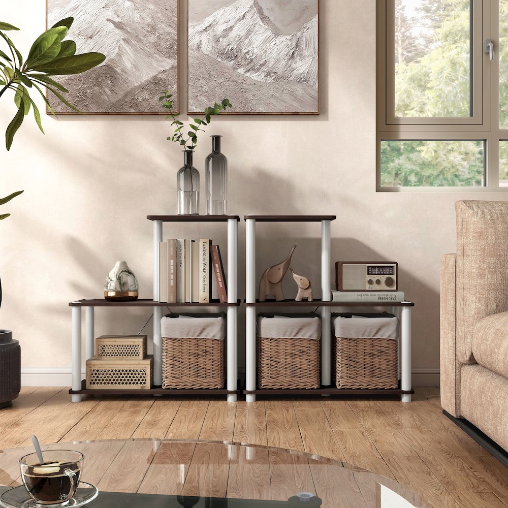 Seni 3-Cube Shelves Wood Open Bookcase. Picture 6