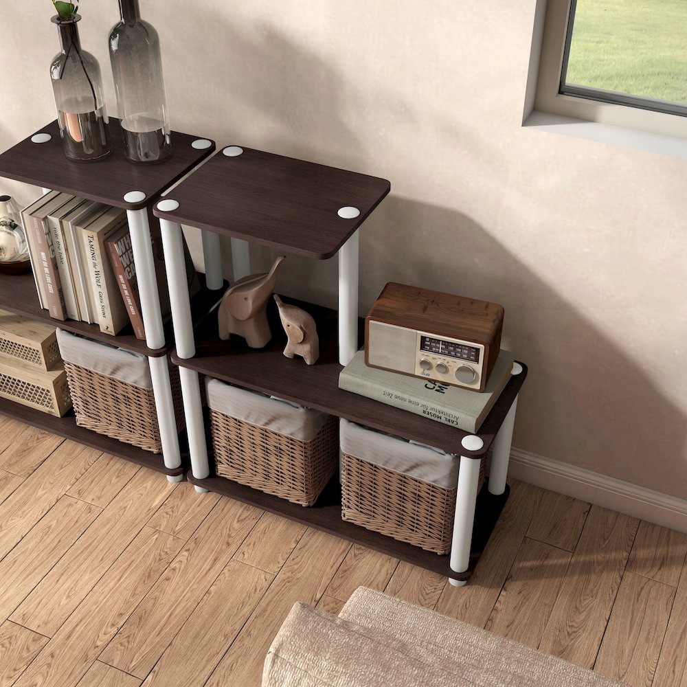 Seni 3-Cube Shelves Wood Open Bookcase. Picture 4