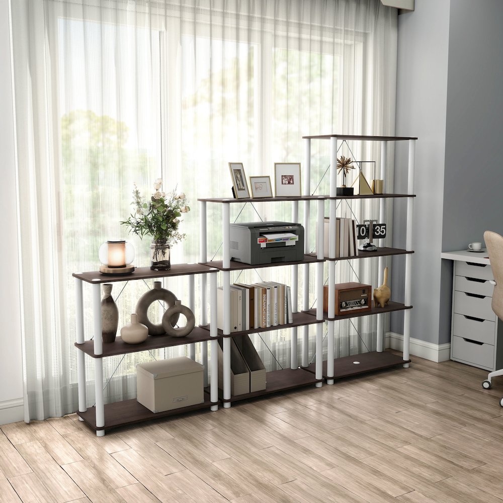 Seni 5-Tier 27-Inch Shelves Wood Open Bookcase. Picture 5