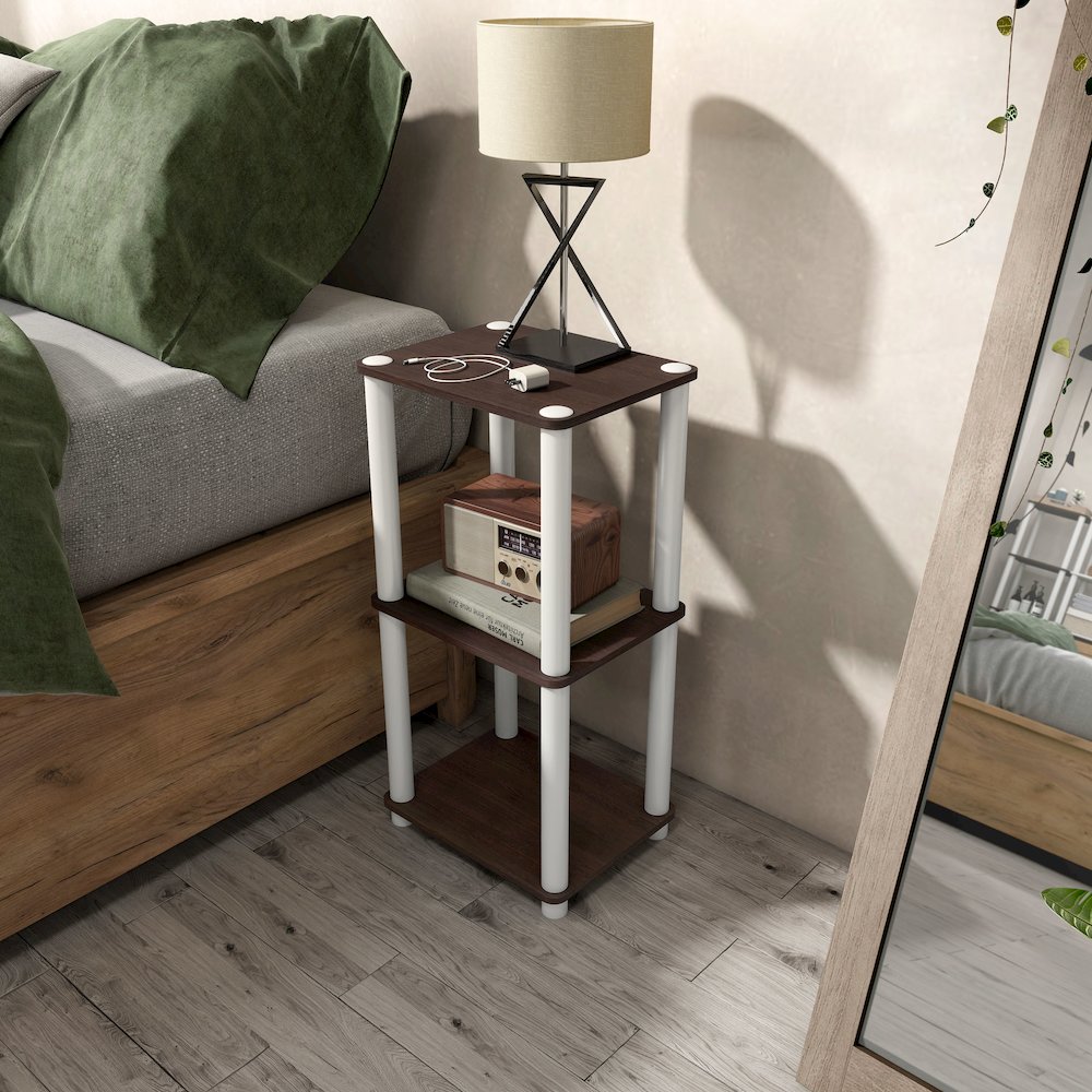 Seni 3-Tier 15-Inch Shelves Wood Open Bookcase. Picture 4