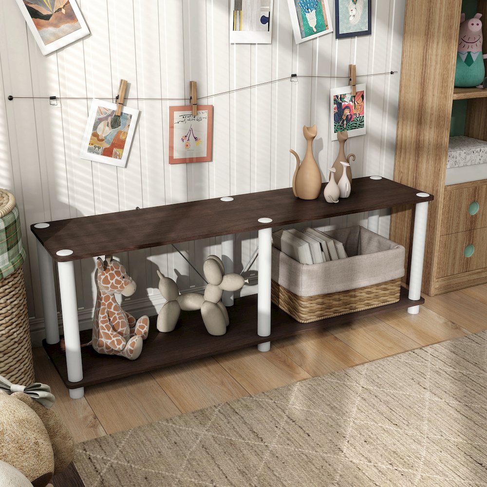 Seni 2-Tier 47-Inch Shelves Wood Open Bookcase. Picture 4