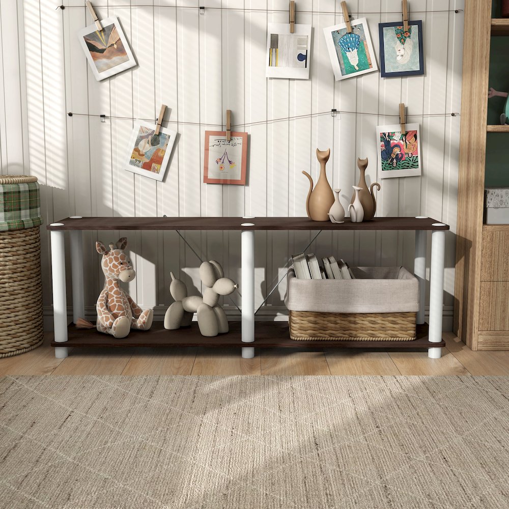 Seni 2-Tier 47-Inch Shelves Wood Open Bookcase. Picture 5