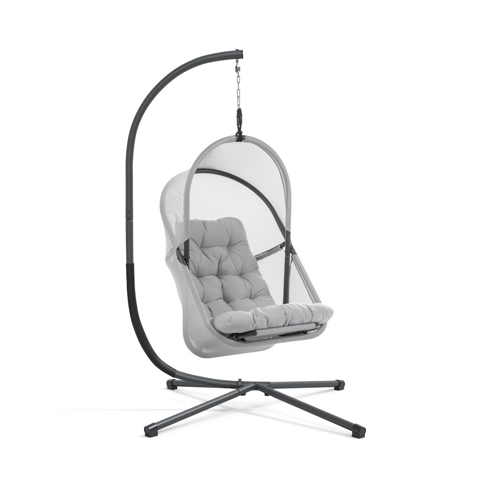 Drift Patio Foldable Swing Chair with Stand, Light Grey. Picture 1