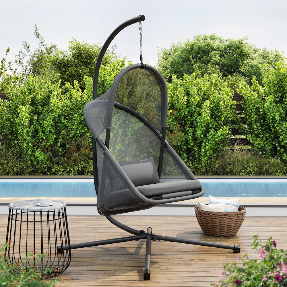 Sway UV-Resistant Foldable Patio Swing Chair with Stand. Picture 4
