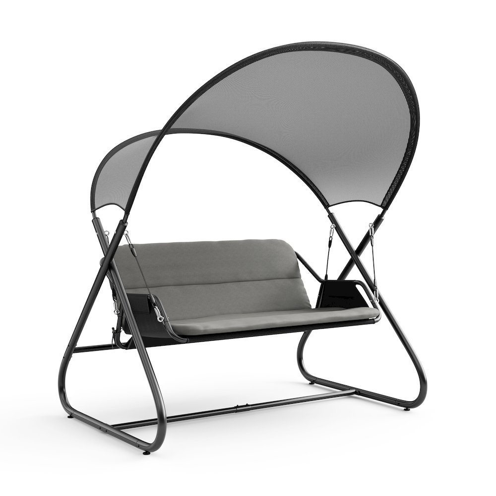 Tandor Patio Cushioned 2-Seater Swing Chair, Black. Picture 1