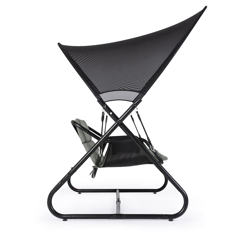 Tandor Patio Cushioned 2-Seater Swing Chair, Black. Picture 3