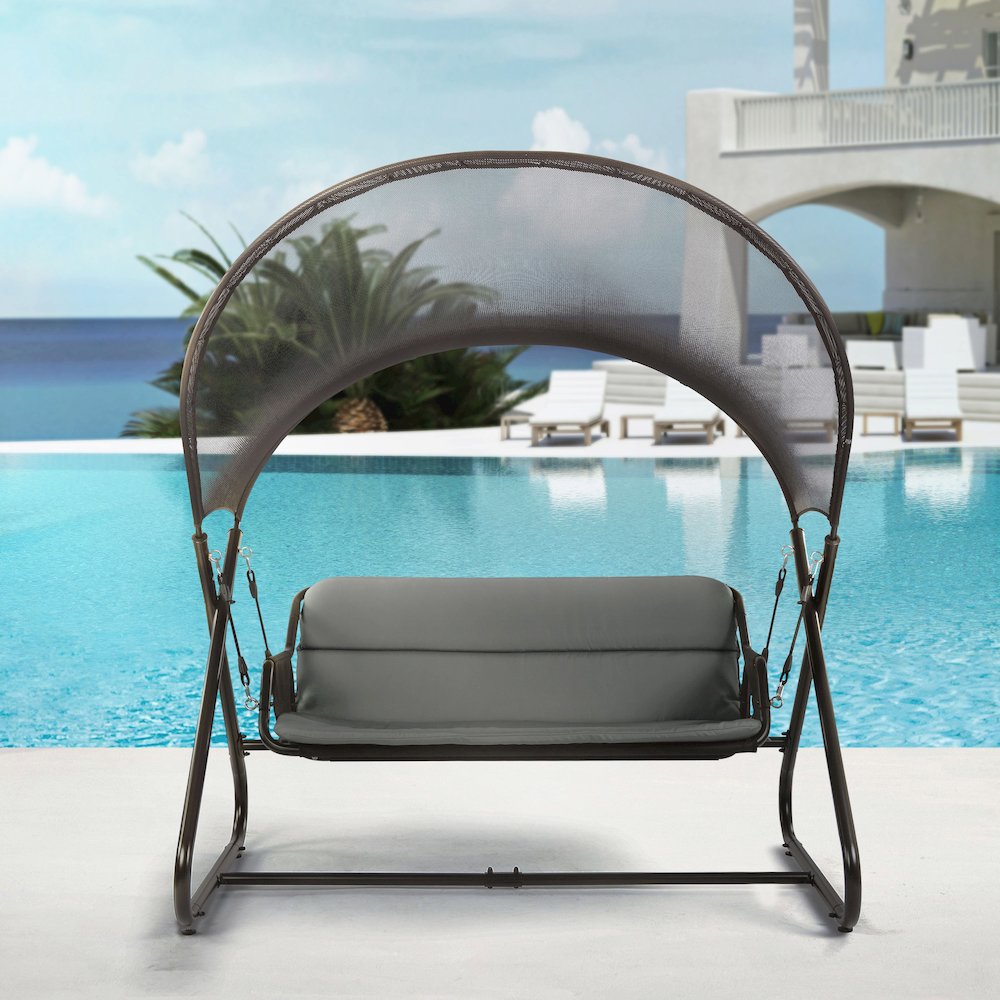 Tandor Patio Cushioned 2-Seater Swing Chair, Black. Picture 4