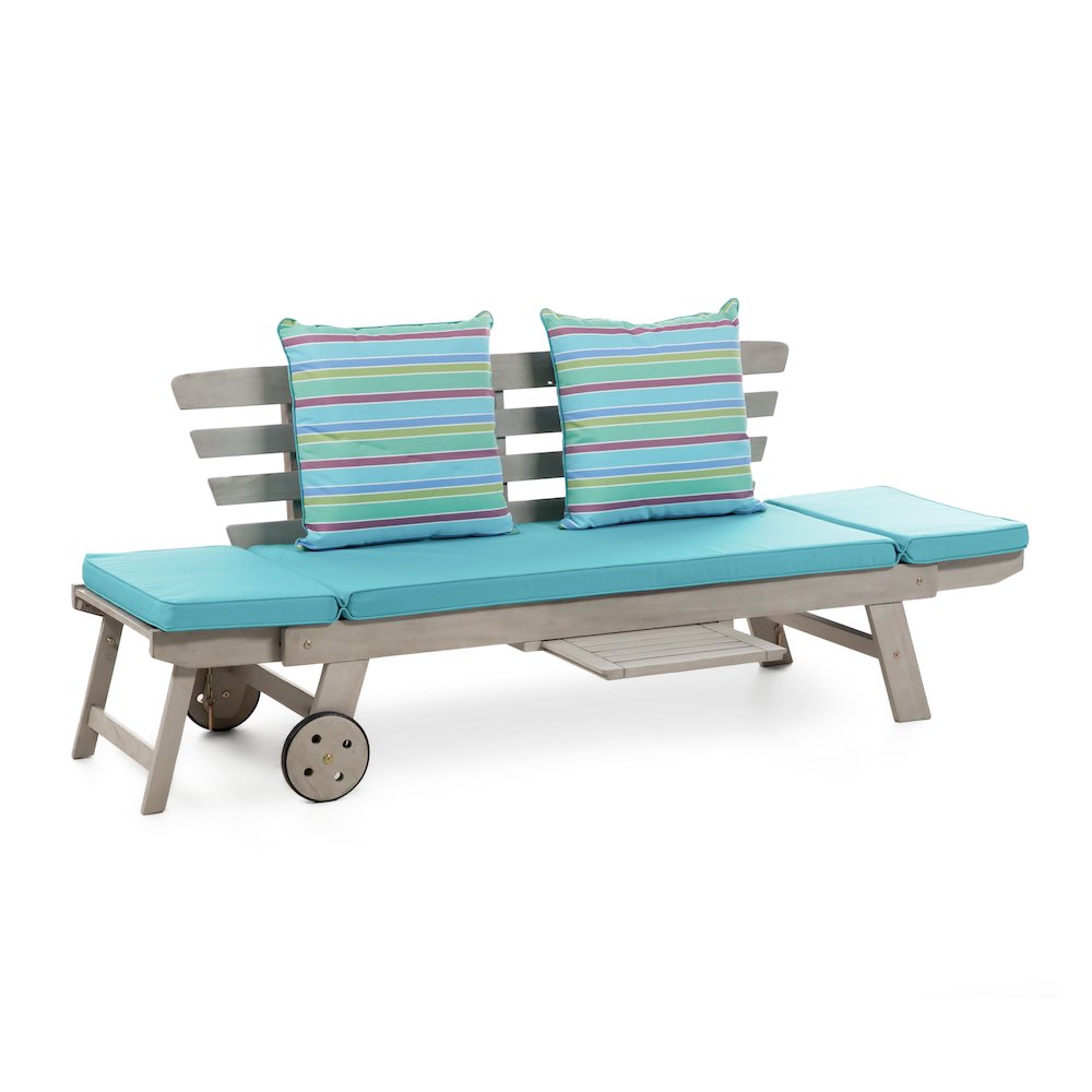 Kona Wood Modern Convertible Twin Daybed, Grey and Blue. Picture 2