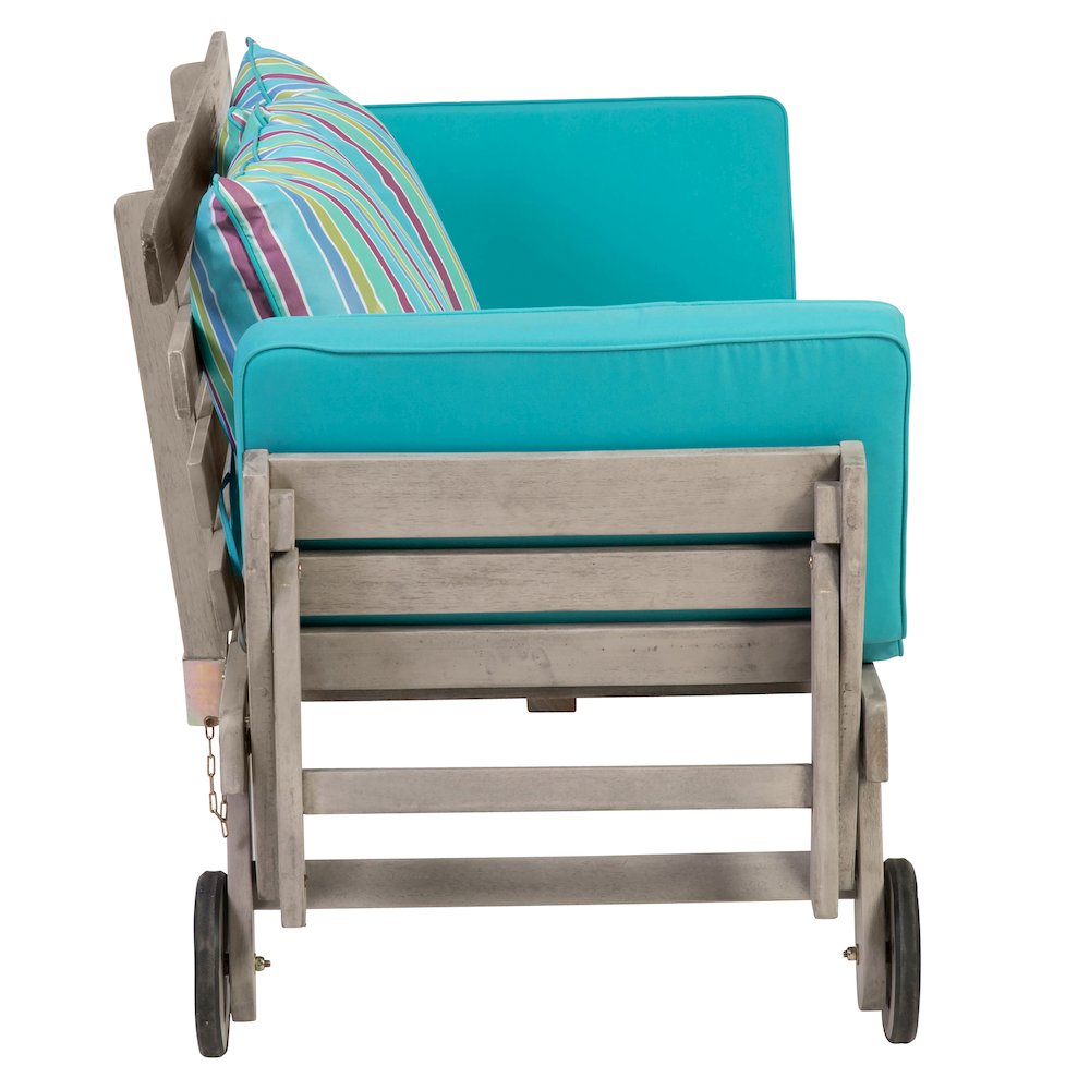 Kona Wood Modern Convertible Twin Daybed, Grey and Blue. Picture 3