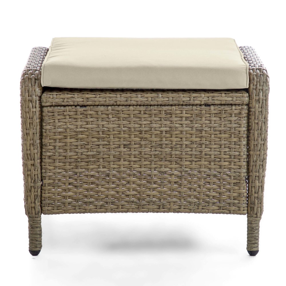 Alami Brown Faux Wicker Patio Ottomans (Set of 2). Picture 2