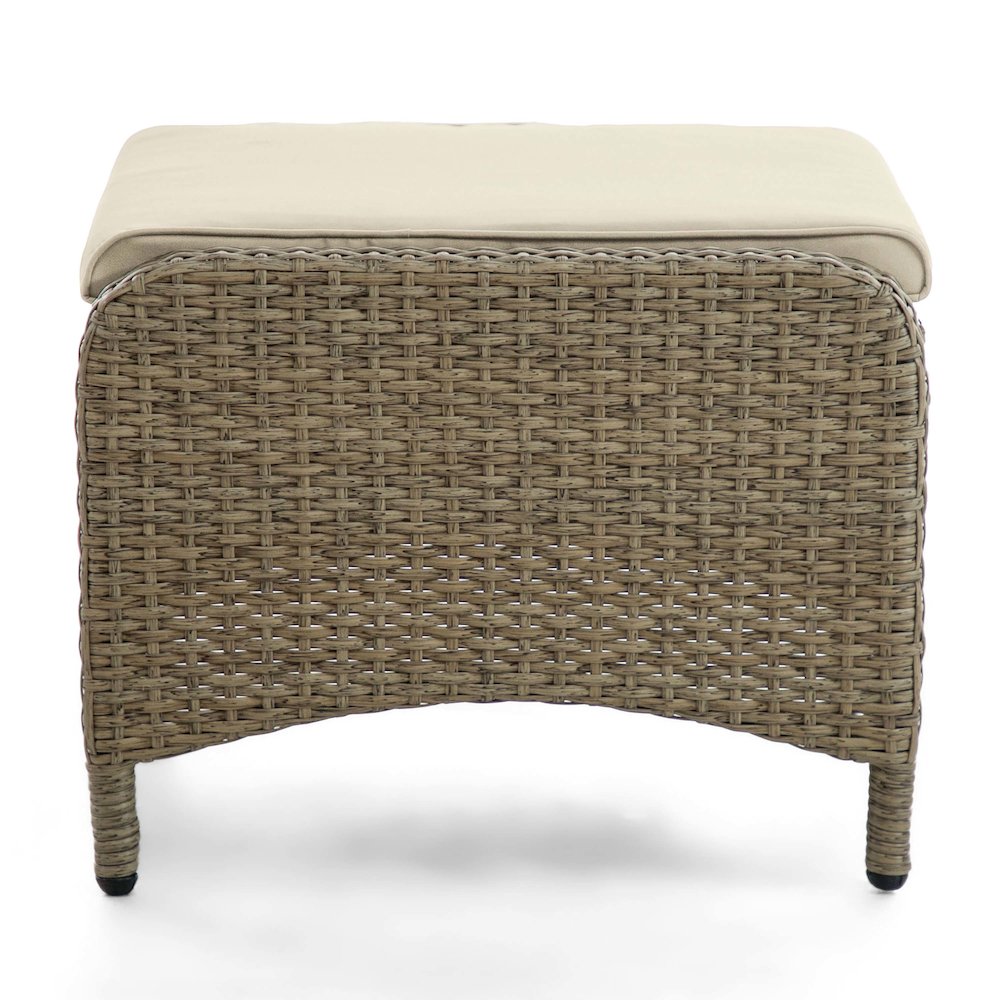 Alami Brown Faux Wicker Patio Ottomans (Set of 2). Picture 3