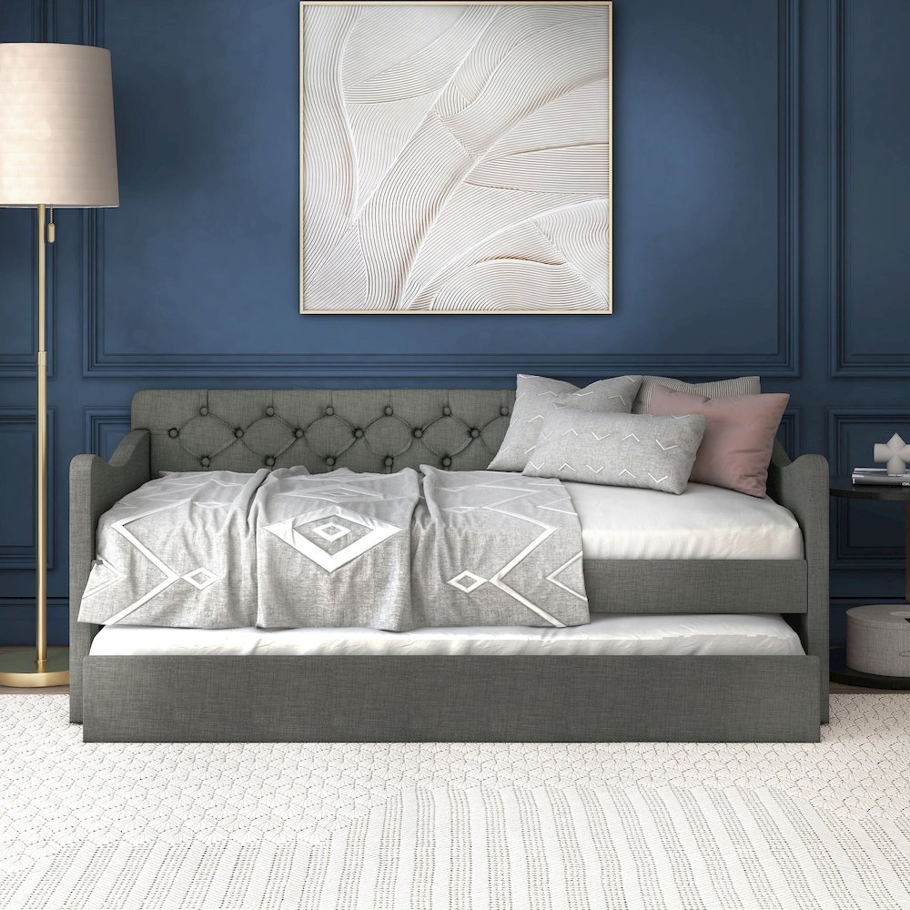 Knolt Fabric Twin Daybed With Trundle. Picture 5