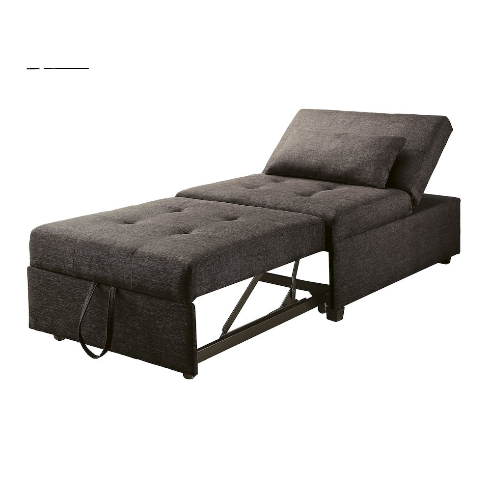 Lilian Contemporary Fabric Tufted Futon Ottoman in Dark Gray. Picture 2