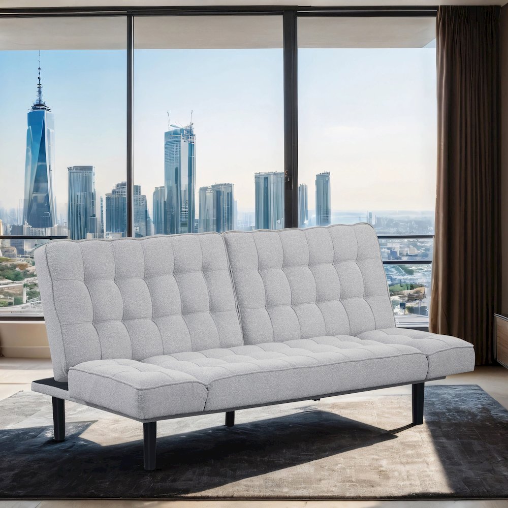 Sunith Wood Frame Fabric Futon Sofa Bed. Picture 5