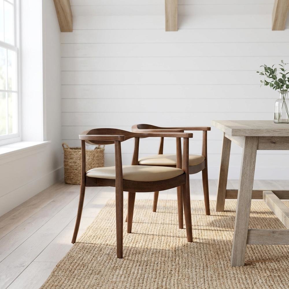 Rich Walnut Solid Wood Dining Chairs (Set of 2) with Comfortable Seating. Picture 3
