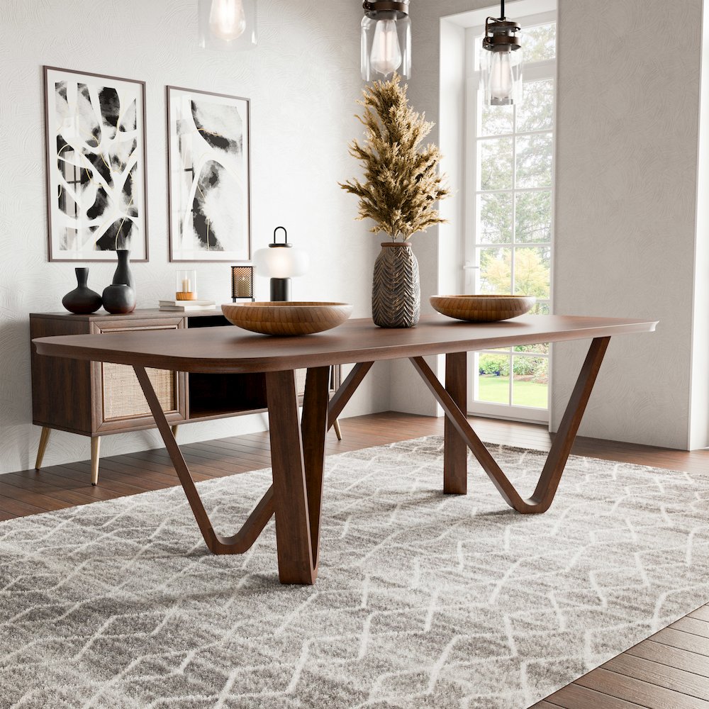 Ralmon Rich Walnut Solid Wood Dining Table. Picture 4