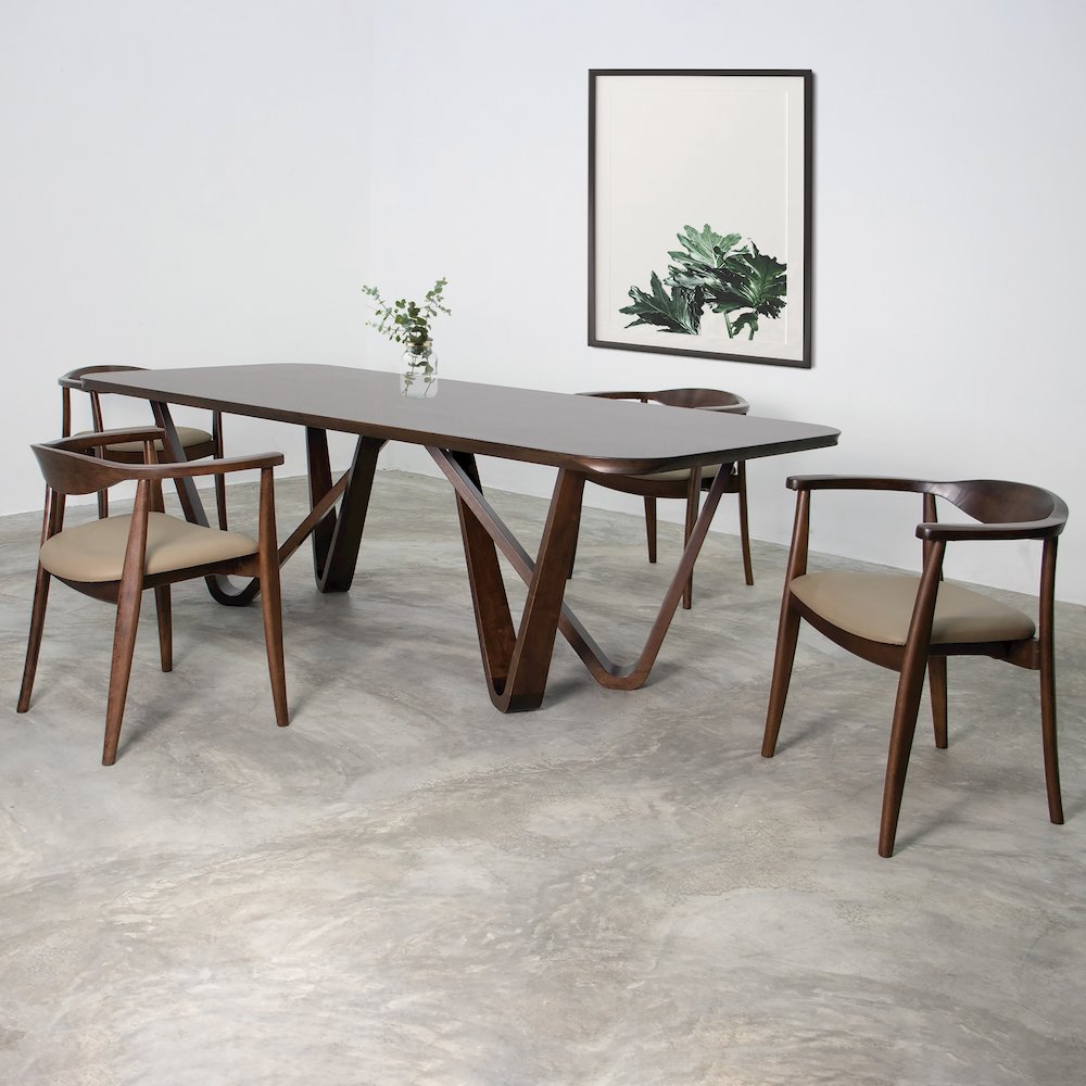 Ralmon 5-Piece Rich Walnut Solid Wood Dining Table Set. Picture 5