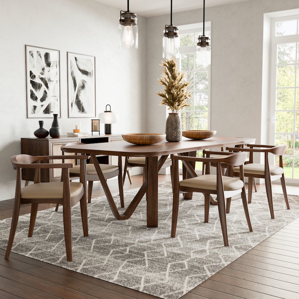 Ralmon 7-Piece Rich Walnut Solid Wood Dining Table Set. Picture 4