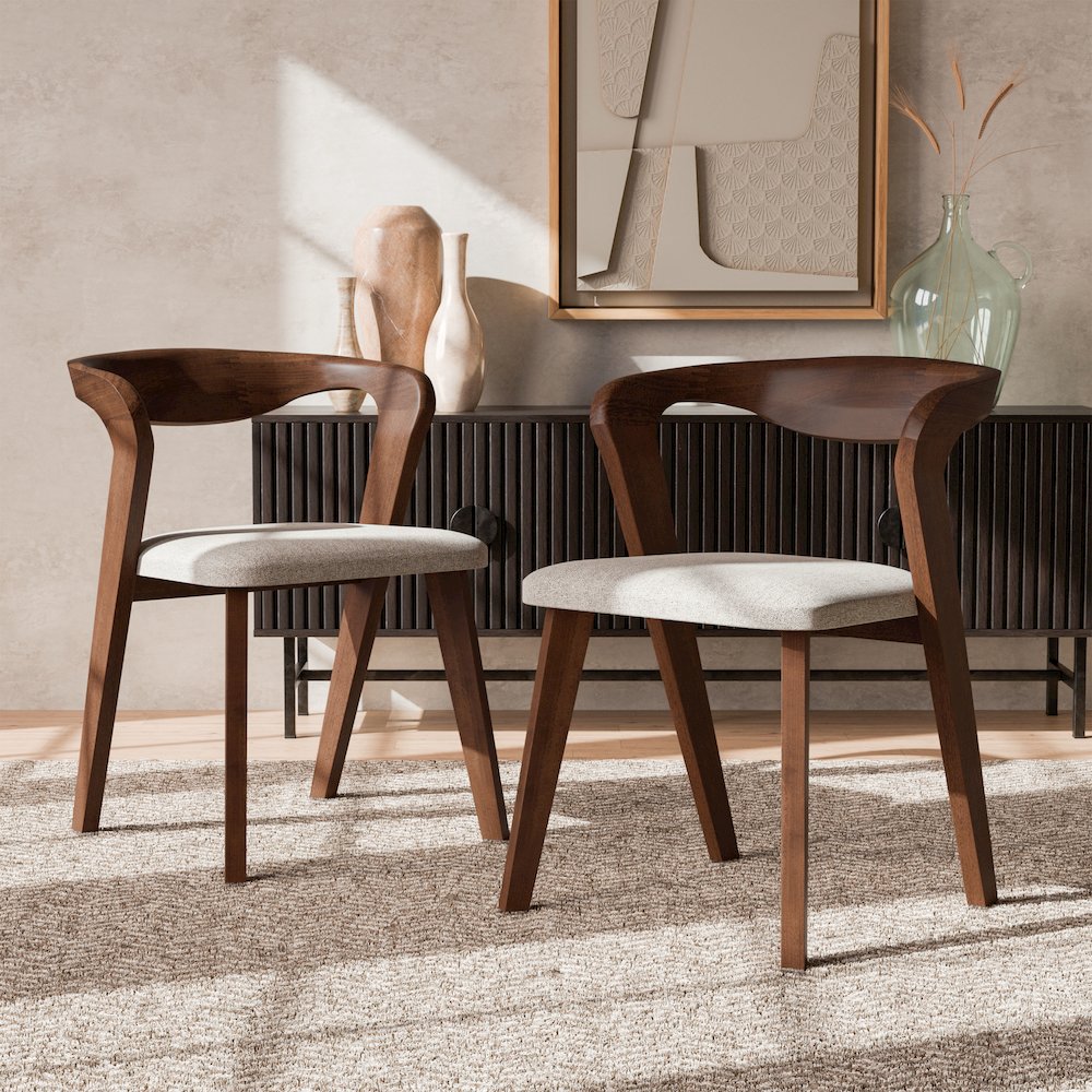 Pascan Rich Walnut Solid Wood Dining Chair (Set of 2). Picture 4