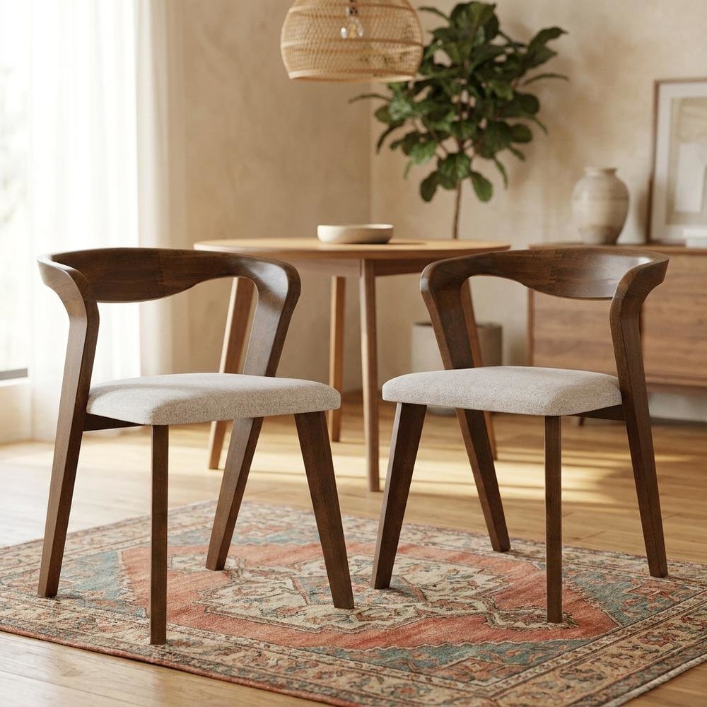 Rich Walnut Dining Chairs with Solid Wood Construction in Set of 2. Picture 3