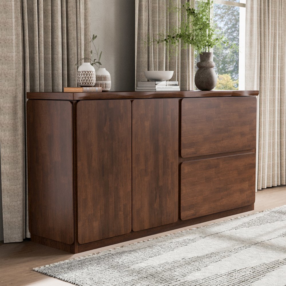Pascan Rich Walnut Solid Wood Dining Server. Picture 4