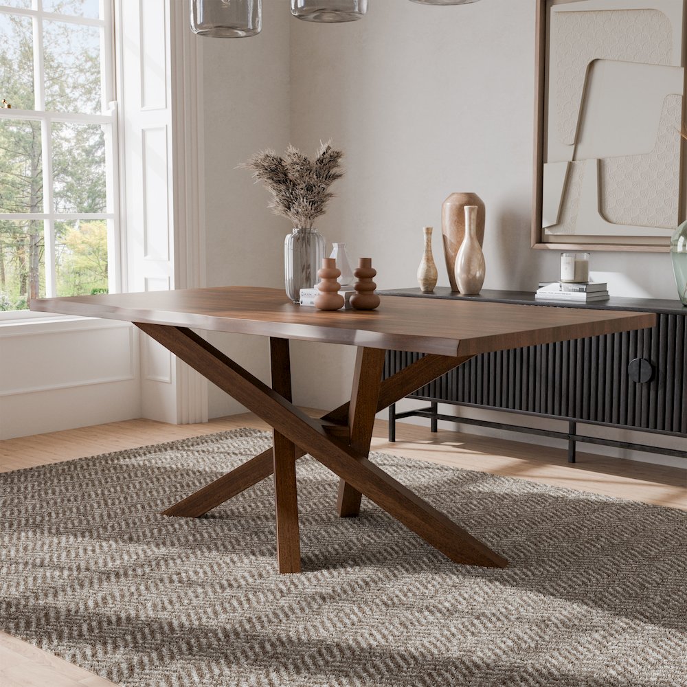 Pascan Rich Walnut Solid Wood Dining Table. Picture 4