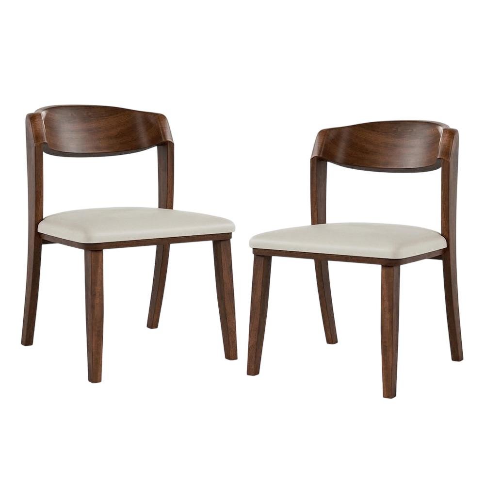Rich Walnut Dining Chairs Set of 2 with Solid Wood Frame and Comfortable Seating. Picture 1