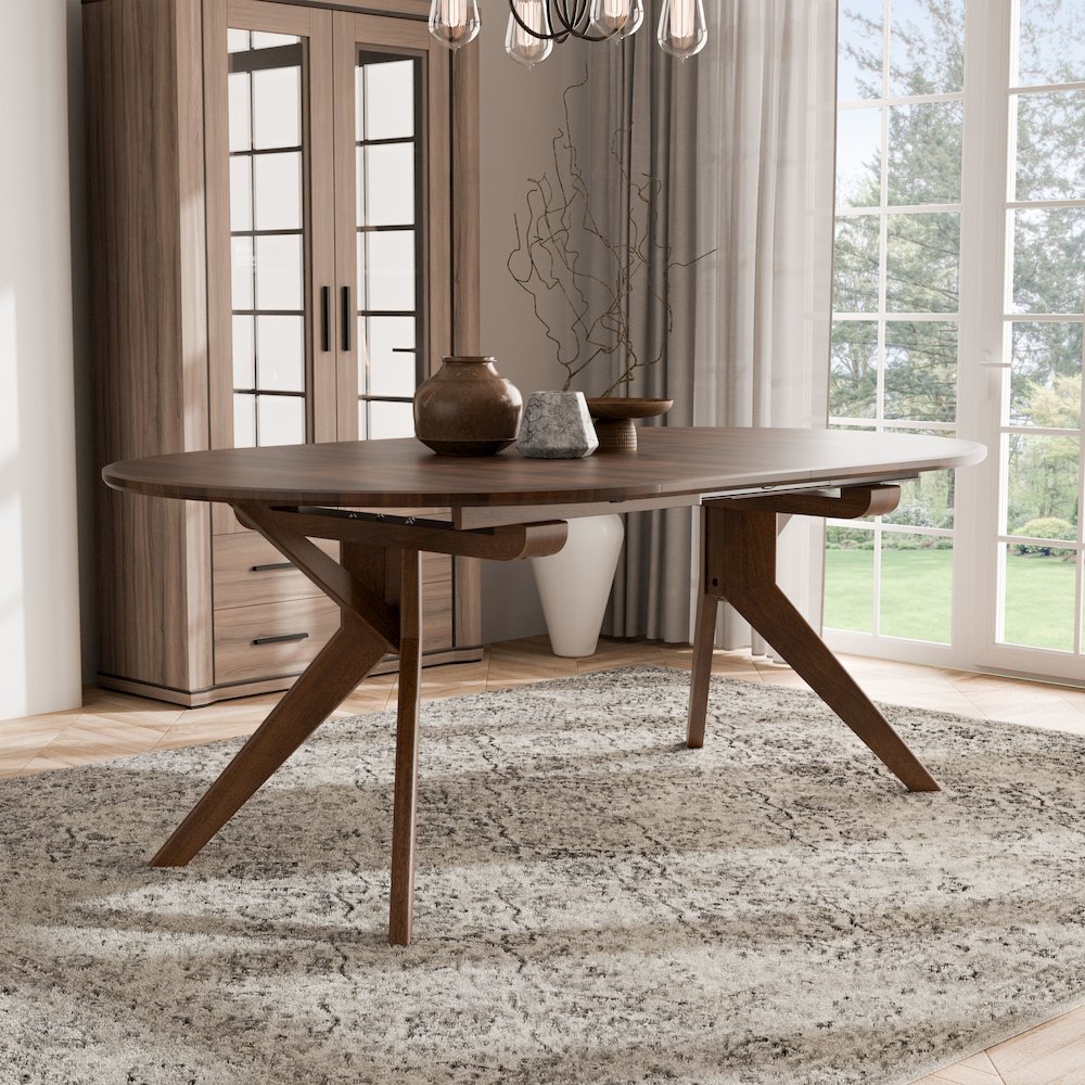 Abigail V Rich Walnut Solid Wood Oval Dining Table. Picture 4