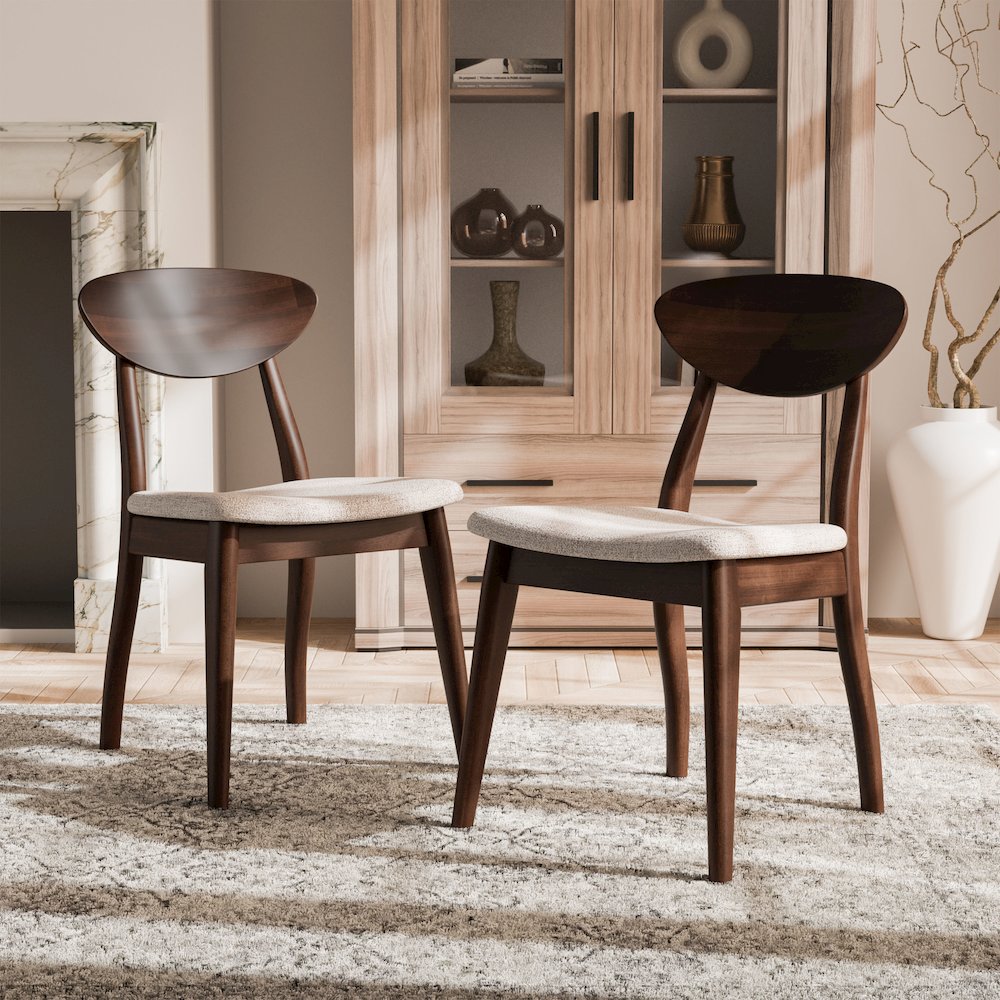 Abigail V Rich Walnut Solid Wood Dining Chair (Set of 2). Picture 4