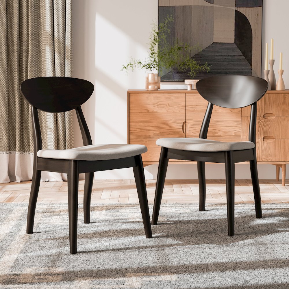 Pradan Black Wenge Solid Wood Dining Side Chair (Set of 2). Picture 4