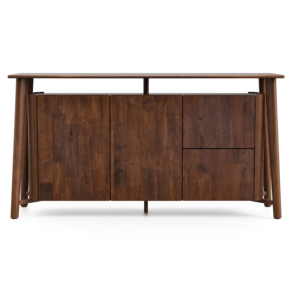 Pradan Rich Walnut Solid Wood 2-Drawer Dining Server. Picture 2