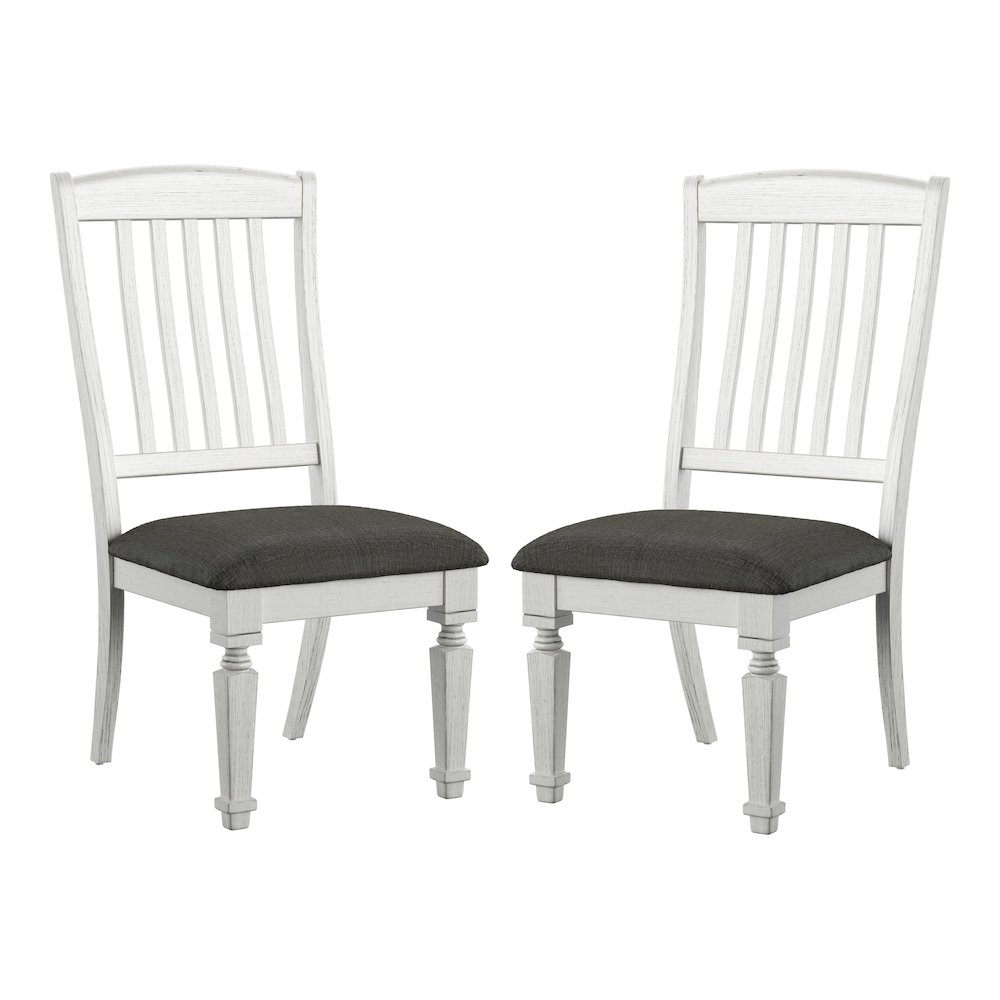 Cassie Wood Padded Dining Chair in Antique White (Set of 2). Picture 1