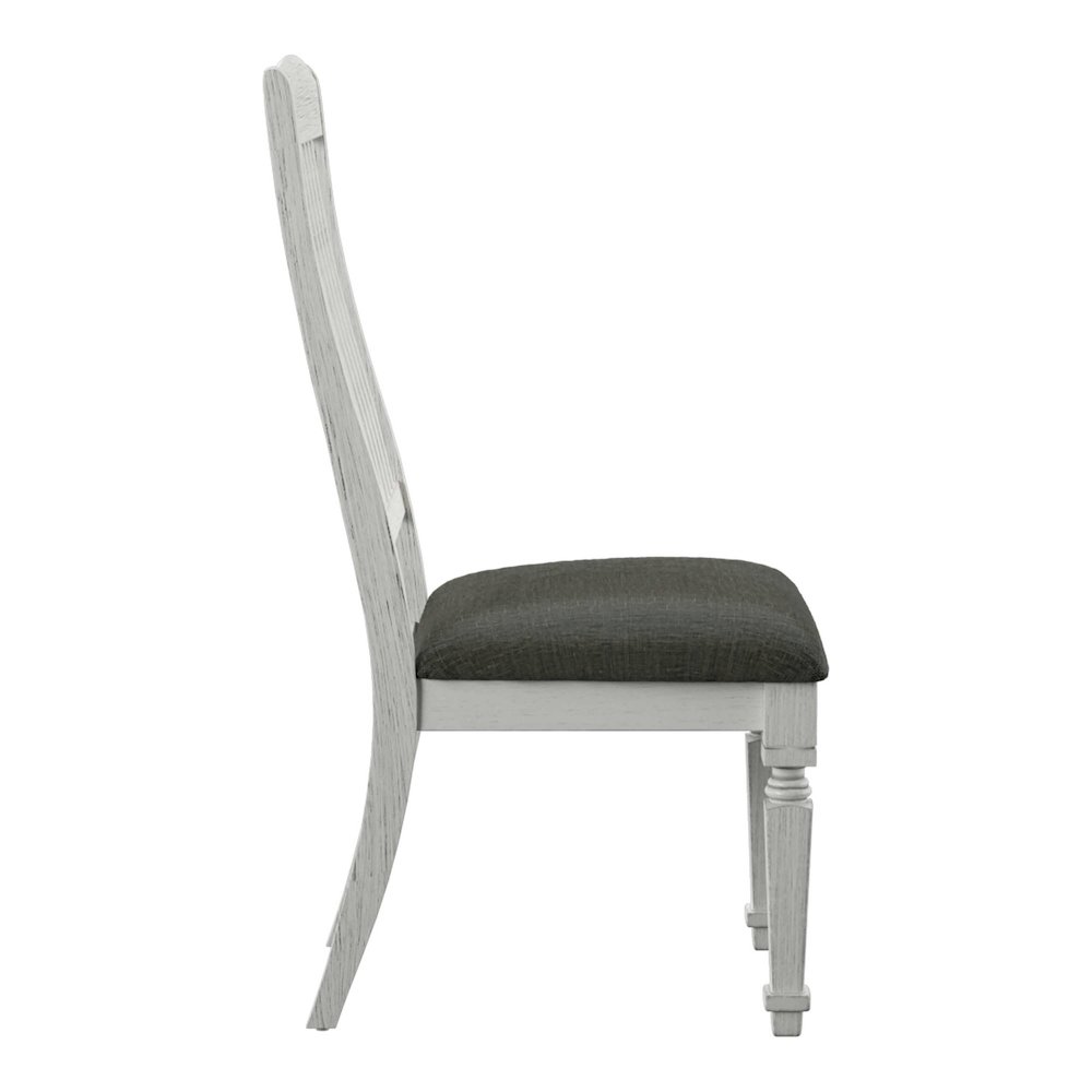 Cassie Wood Padded Dining Chair in Antique White (Set of 2). Picture 2
