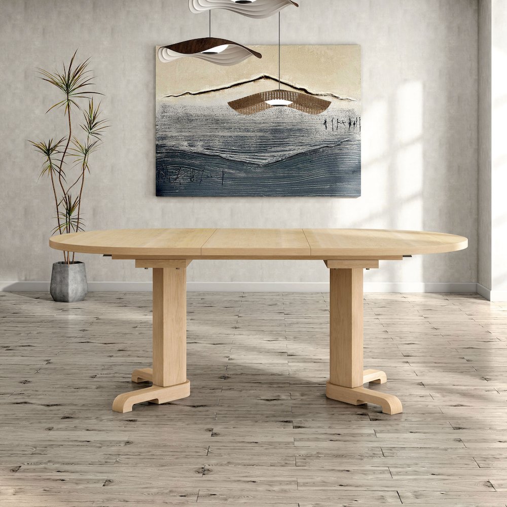 Keyana Solid Wood Oval Dining Table in White Oak. Picture 4