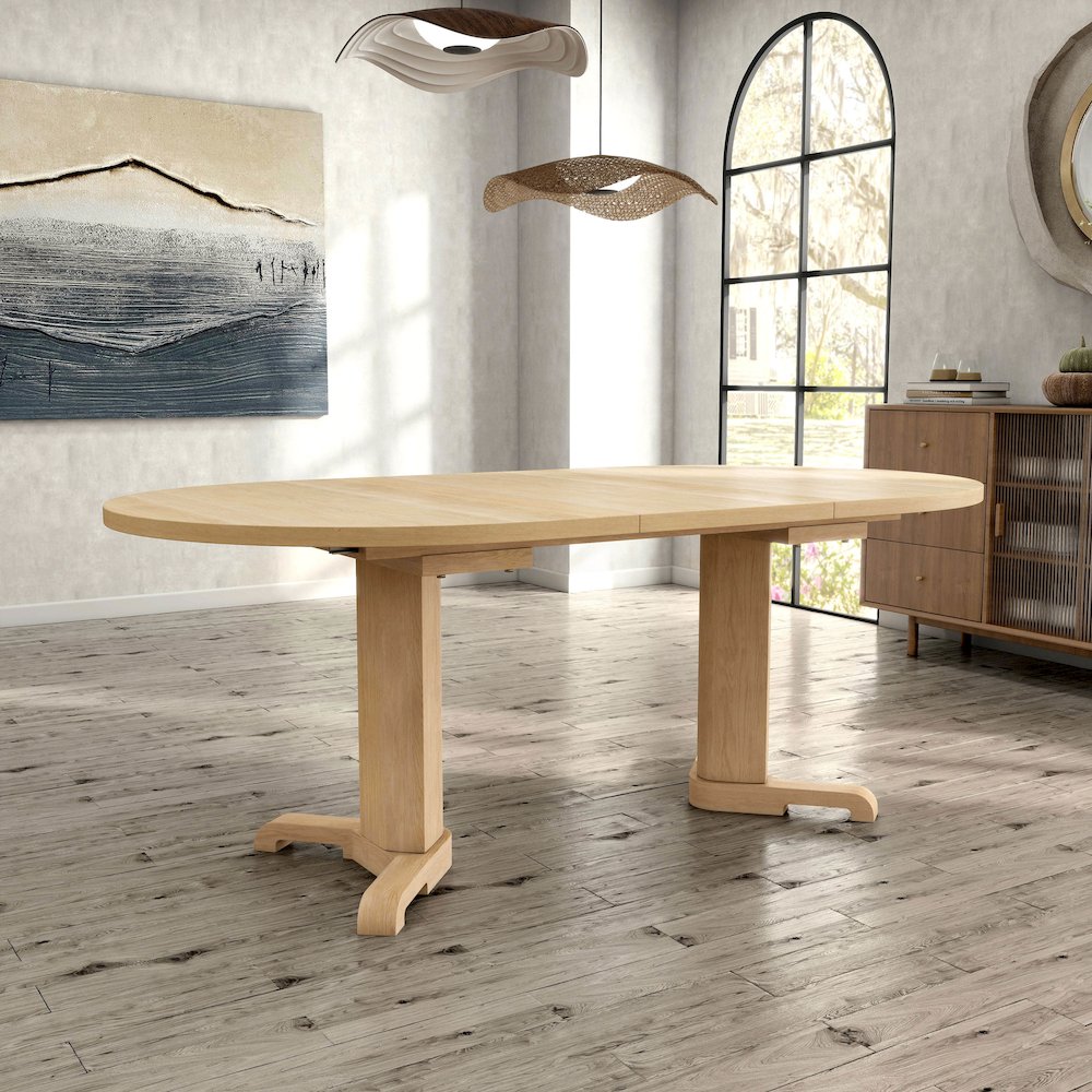 Keyana Solid Wood Oval Dining Table in White Oak. Picture 5