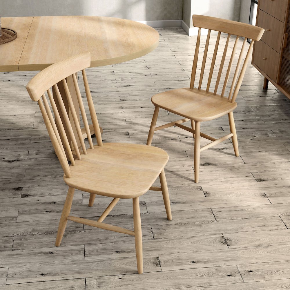 Keyana Solid Wood Dining Chair in White Oak (Set of 2). Picture 5