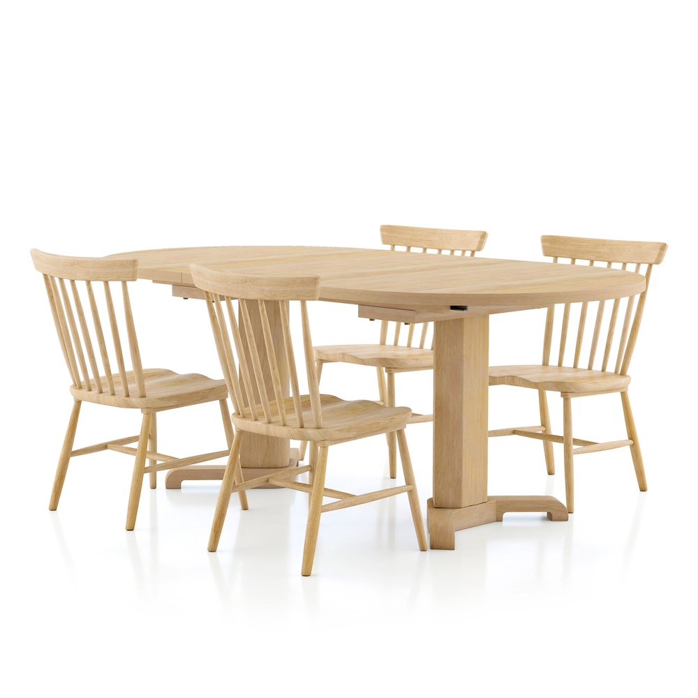 Keyana 5-Piece Solid Wood Dining Table Set in White Oak. Picture 1