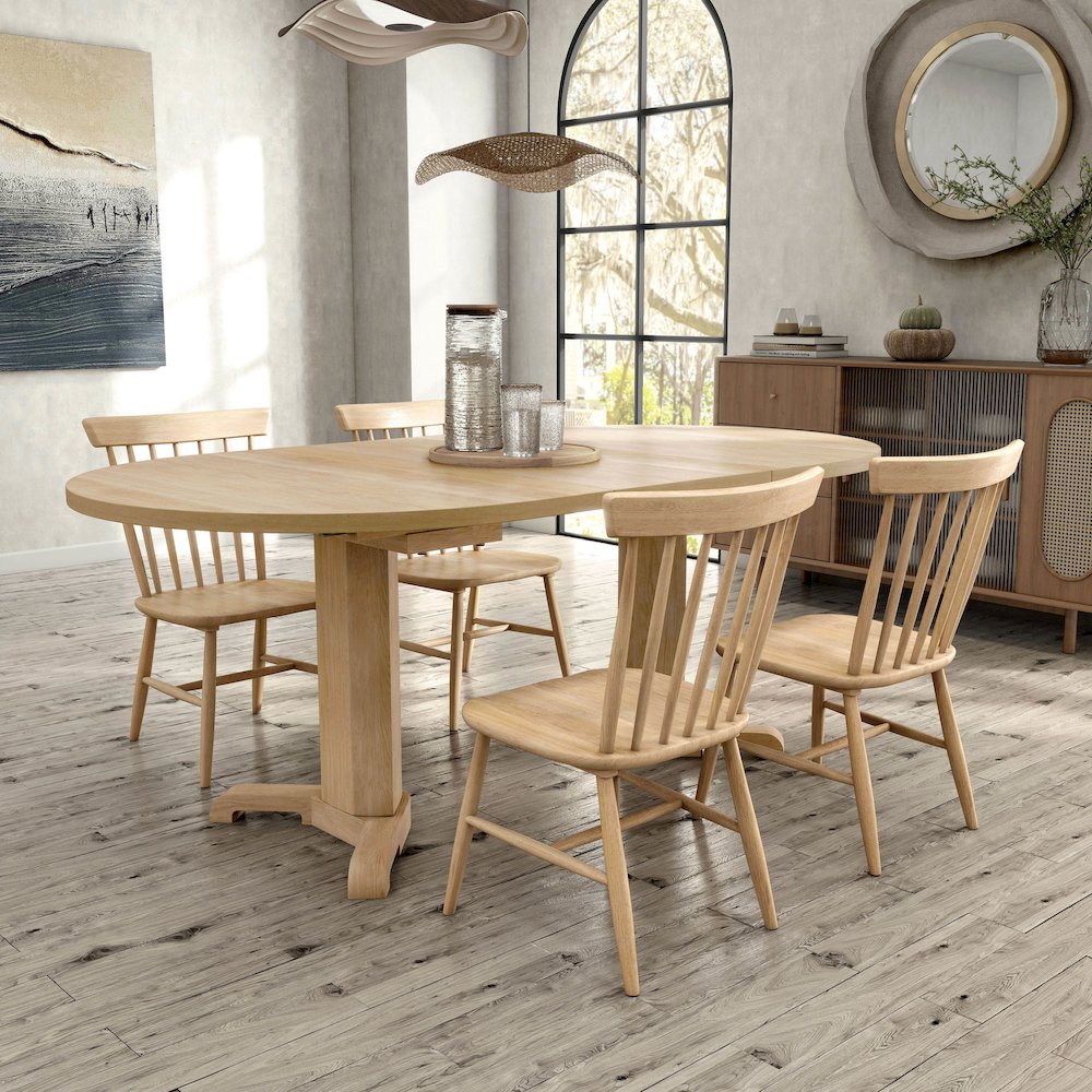 Keyana 5-Piece Solid Wood Dining Table Set in White Oak. Picture 4