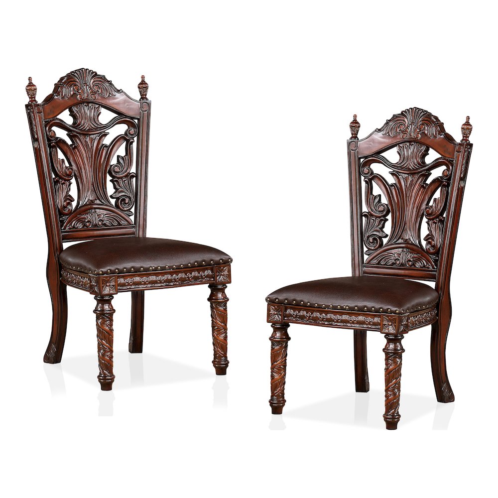 Dian Solid Wood Padded Side Chair in Cherry (Set of 2). Picture 1