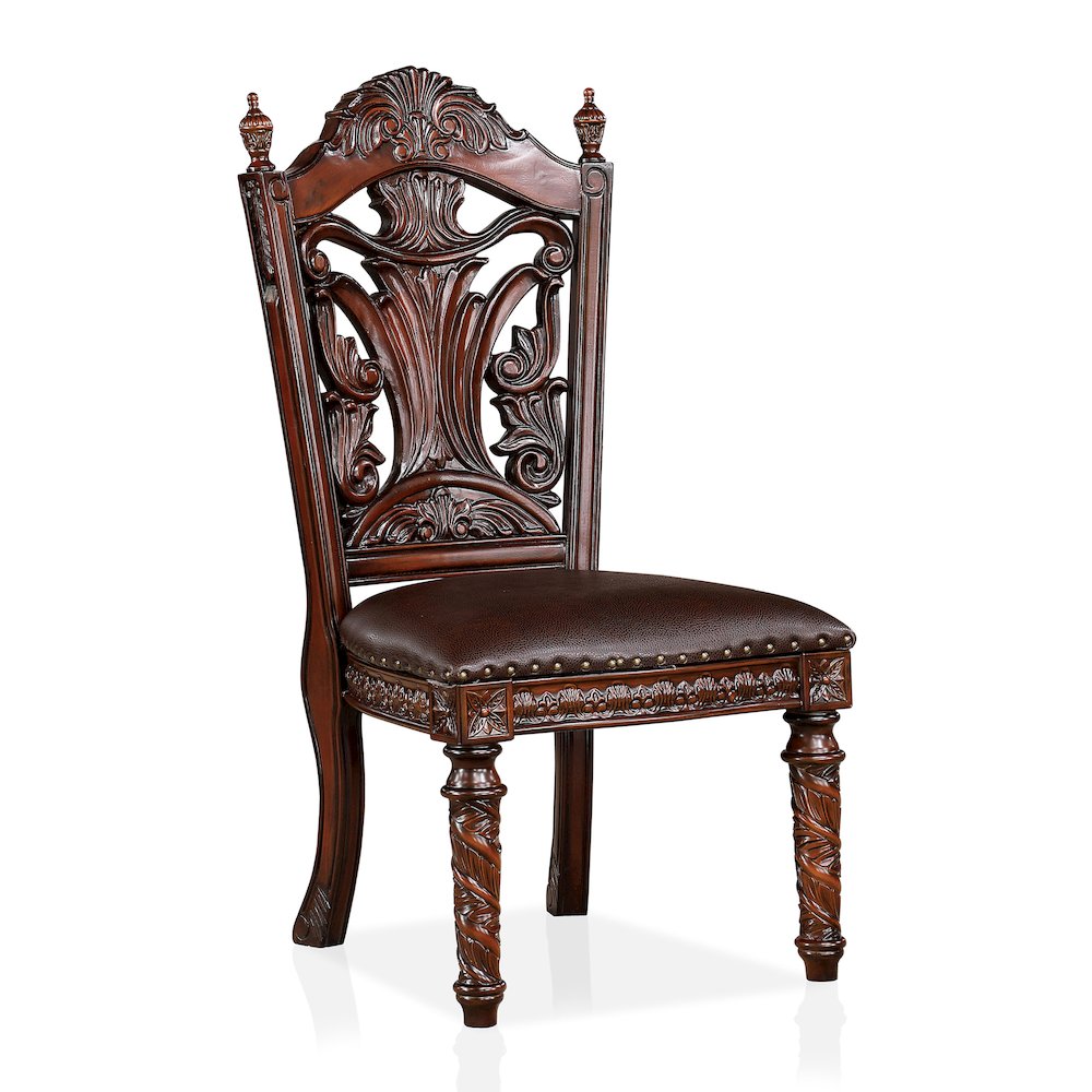 Dian Solid Wood Padded Side Chair in Cherry (Set of 2). Picture 2
