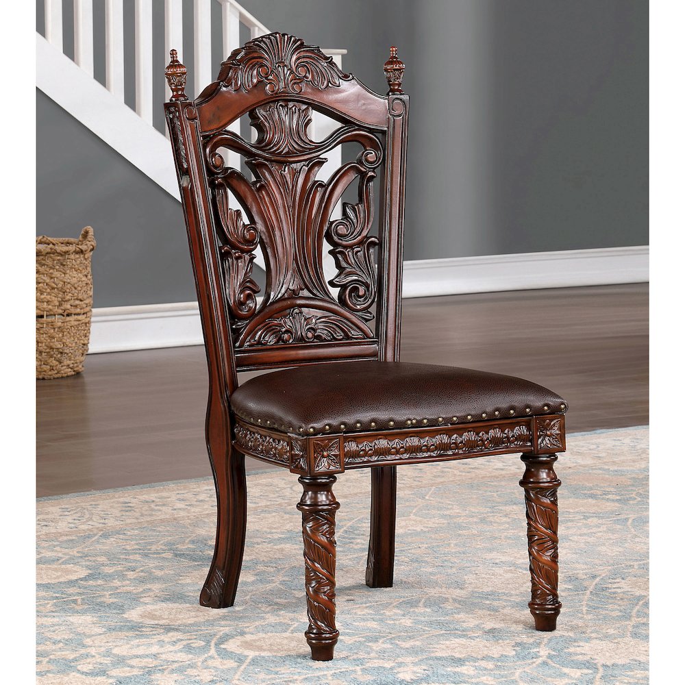 Dian Solid Wood Padded Side Chair in Cherry (Set of 2). Picture 3
