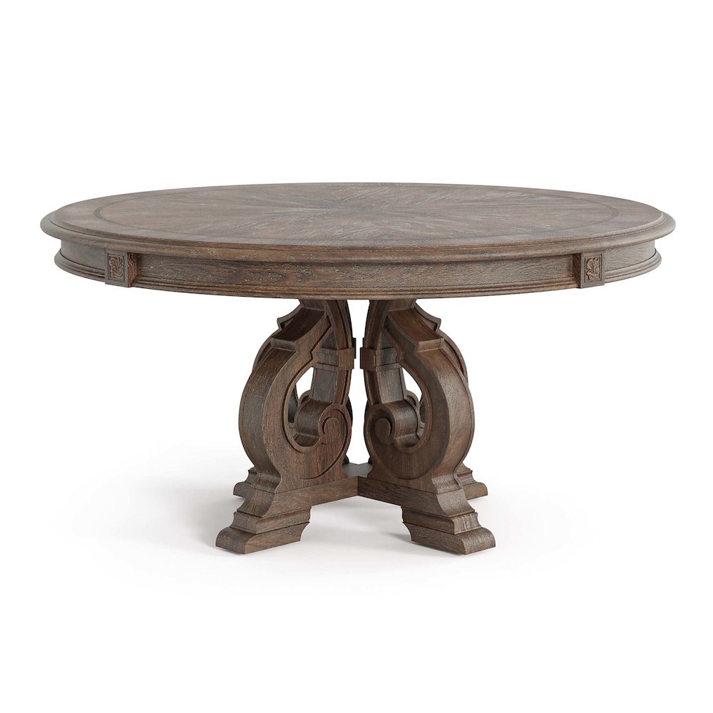 Clyde Rustic Wood Round Dining Table in Natural Tone. Picture 2