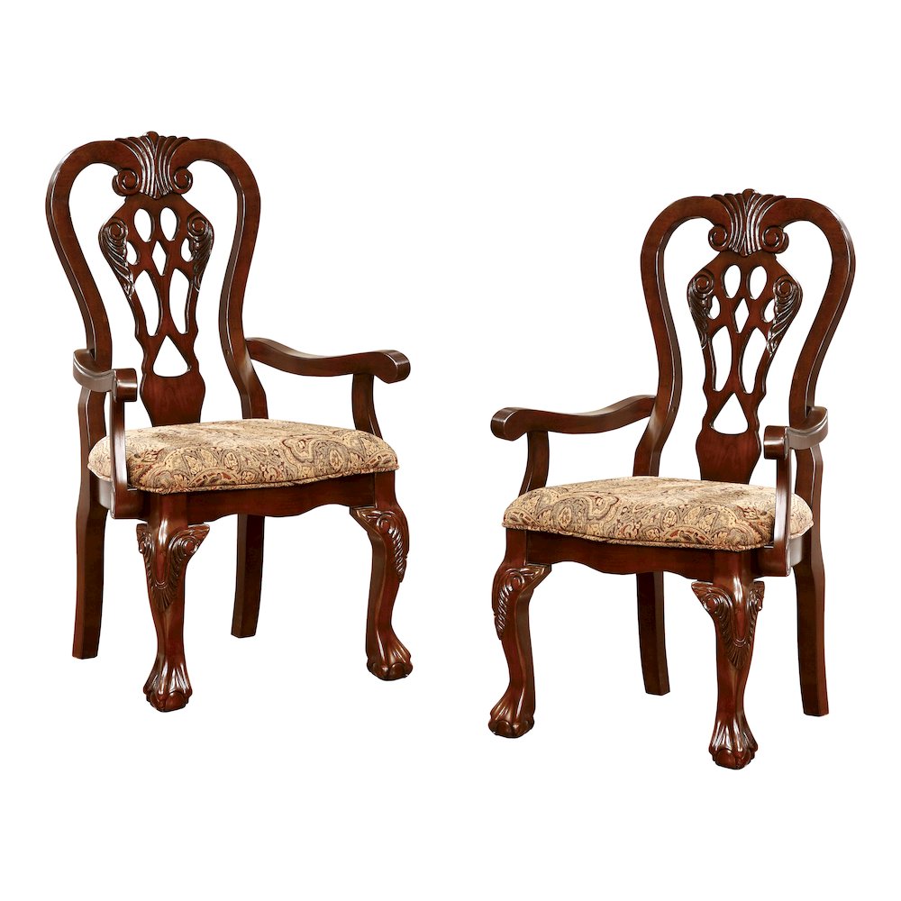 Wilson Wood Dining Arm Chair in Brown Cherry (Set of 2). Picture 1