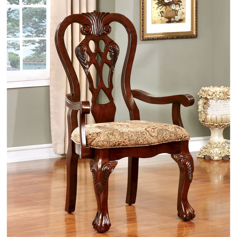 Wilson Wood Dining Arm Chair in Brown Cherry (Set of 2). Picture 3