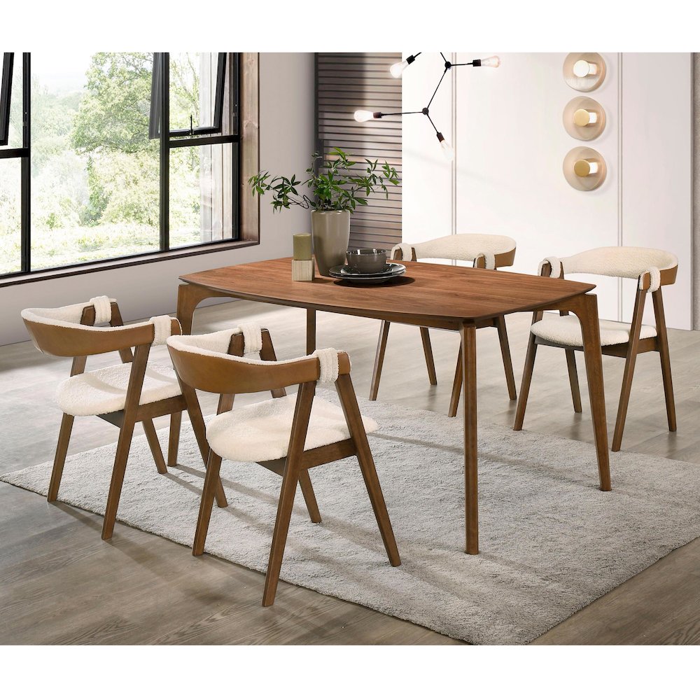 Sheil 5-Piece Walnut Wood Dining Table Set. Picture 4